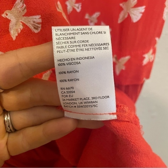 UO Cooperative Coral Bird Print Tunic Dress - Picture 9 of 9